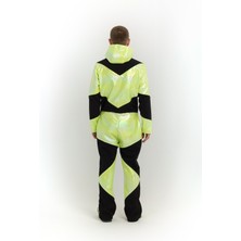Elifim Moda Tasarım Hologramlı Neon Sarı Garnili Erkek Kayak Tulumu