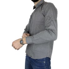 APT PRESTIGE Erkek Uzun Kol Siyah  Slim Fit Desenli Gömlek