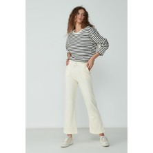C&city Wide Leg Ispanyol Paça Eşofman Altı 904 Krem