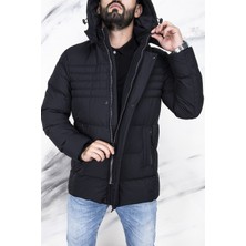 ERKEK SİYAH KAPŞONLU SPOR MONT