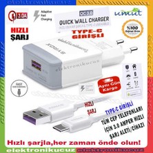 Syrox Hhm_cat S62 Pro Uyumlu Type-C Girişli Hızlı Şarj Cihazı Seti Adaptör+Kablo Q32 3.0 Amper