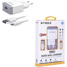 Syrox Hhm_huawei Honor V10 Uyumlu Type-C Girişli Hızlı Şarj Cihazı Seti Adaptör+Kablo Q32 3.0 Amper