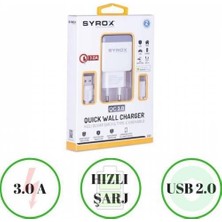 Syrox Hhm_sony Xperia Xa1 Plus Uyumlu Type-C Girişli Hızlı Şarj Cihazı Seti Adaptör+Kablo Q32 3.0A