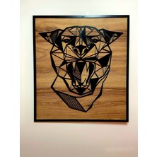 Windly Concept Tasarım Ahşap Leopar Dekoratif Tablo Mdf Duvar Süsü 43X48 cm