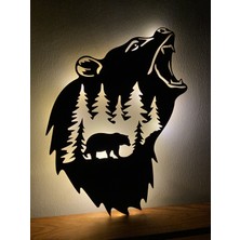 Windly Concept Ledli Ahşap Orman Duvar Dekoru Tablo ,  Işıklı Dekor 40X30 cm