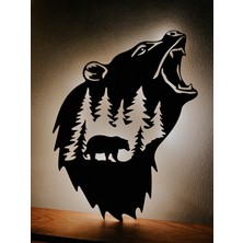 Windly Concept Ledli Ahşap Orman Duvar Dekoru Tablo ,  Işıklı Dekor 40X30 cm