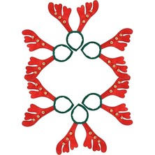 Pandoli Geyik Boynuzu Şeklinde Noel Tacı Zilli Yılbaşı Geyik Taç 6 Adet