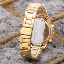 Saattino Yeni Sezon Gold Renk Şık Premium Erkek Çelik Kol Saati Çelik Kordon ST-304204