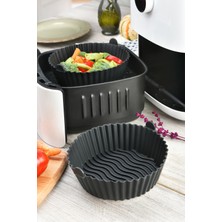 Vienev Silikon Pişirme Kalıbı Hava Fritözü Kalıbı Airfryer Aksesuar Tüm Fritözlere Uyumlu Siyah