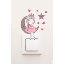 Kt Grup Ayda Oturan Sevimli Kız Çocuk Odası Dekor Priz Sticker