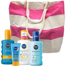 Nivea Sun Güneş Spreyi, Çocuk Güneş Spreyi, Koruma Ve Bronzluk Güneş Kremi Ve Güneş Sonrası Nemlendirici, Fa Plaj Çantası Li