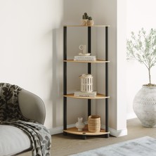Ata Home Ahşap Duvar Köşe Raf Kitaplık  Çok Amaçlı Dekoratif Modern Kitaplık Standı Ünitesi  Kolay Kurulum