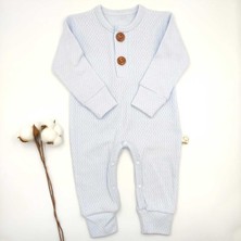 Bebek Star İki Düğmeli Mavi Erkek Bebek Tulumu %100 Cotton