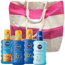 Nivea Sun Nemlendirici Güneş Spreyi, Çocuk Güneş Spreyi, Koruma Ve Bronzluk Güneş Yağı Ve Güneş Sonrası Nemlendirici, Fa Plaj Çantası Li