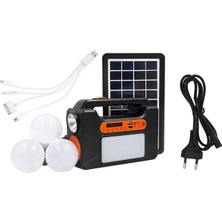 Güneş Enerjili Telefon Şarj Edebilen Bluetooth USB Fm Radyo 3 Ampullu Solar Aydınlatma RT-912