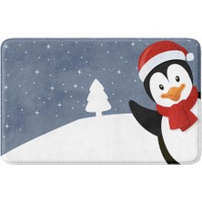 Monnhein Sevimli Tasarımlı Yılbaşı Dekoru Banyo Paspası, Kaymaz Taban, Makinede Yıkanabilir, Yeni Yıl Paspası (40X60)