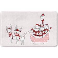 Monnhein Sevimli Tasarımlı Yılbaşı Dekoru Banyo Paspası, Kaymaz Taban, Makinede Yıkanabilir, Yeni Yıl Paspası (40X60)