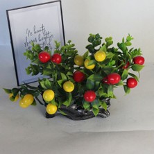 Moryconcept Kiraz & Limon Ağaç Yapay Taş Gümüş Gölgeli Saksı