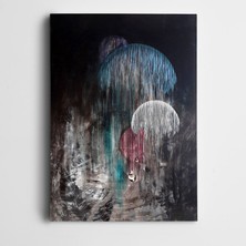 Dekolata Beyaz Mavi Daire Soyut Kanvas Tablo