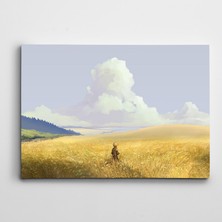 Dekolata Otluk Içinde Çocuk Kanvas Tablo