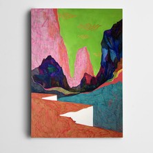 Dekolata Pembe Lacivert Soyut Kanvas Tablo