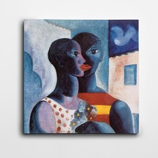 Dekolata Afrikalı Adam ve Kadın Kare Kanvas Tablo