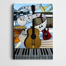 Dekolata Notalar Gitar ve Piyano Kanvas Tablo