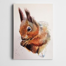 Dekolata Sincap Çizimi Kanvas Tablo