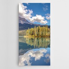 Dekolata Göl Çam Ağaçları Panoramik Kanvas Tablo