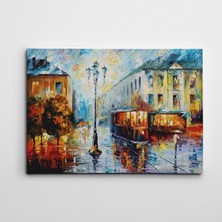 Dekolata Şehir ve Yağmur Yağlıboya Reprodüksiyon Kanvas Tablo