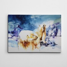 Dekolata Kutup Ayıları Suluboya Kanvas Tablo