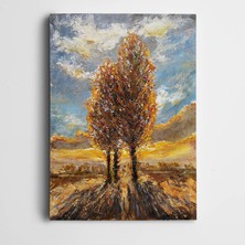 Dekolata Ağaçlar Yağlıboya Reprodüksiyon Kanvas Tablo
