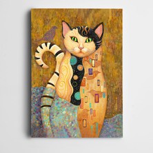 Dekolata Şekilli Kedi Kanvas Tablo