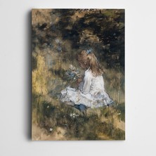 Dekolata Otluk Içinde Kız Çocuğu Kanvas Tablo