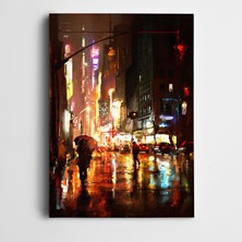 Dekolata Cadde Insanlar Işıklar Kanvas Tablo