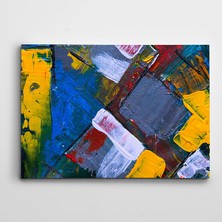 Dekolata Sarı Beyaz Mavi Soyut Kanvas Tablo