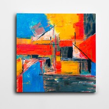 Dekolata Desenler Renkler ve Soyut Kare Kanvas Tablo