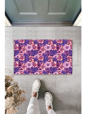 Dormot Home Çok Amaçlı Dijital Çiçekler  Mor Kapı Paspası Dış Mekan Paspas