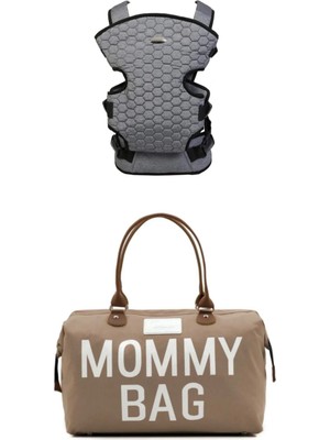 Lui Tasarım Mommy Bag Anne Bebek Bakım Çantası Termal Biberonlu ve Anne Bebek Taşıma Kanguru