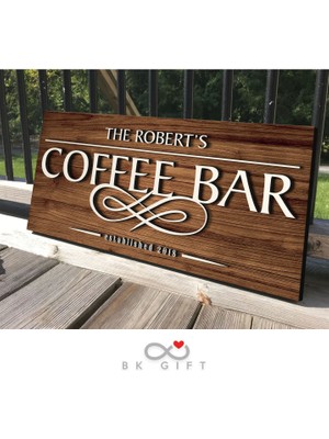 Bk Gift Kişiye Özel Dekoratif Ahşap Coffee Bar Tabelası 61CM - Model 3