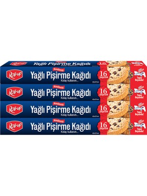 Roll-Up Kesilmiş Yağlı Pişirme Kağıdı 16 Yaprak 4lü Kutu Set
