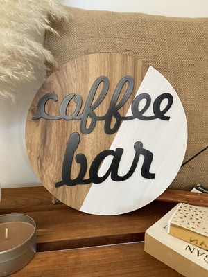 Windly Concept Coffe Bar Kahve Köşesi Ahşap Kahve Dekoru Dekoratif Duvar Süsü 30 cm