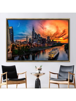 Kayra Export 1 Parça Gold Çerçeveli Kanvas Tablo Nashville Kanvas Baskı Görüntüleme Duvar Süsü