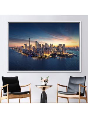Kayra Export 1 Parça Beyaz Çerçeveli Kanvas Tablo Manzara Posteri Deniz Kanvas Skyline Kanvas