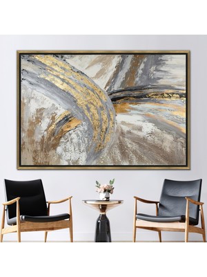 Kayra Export 1 Parça Gold Çerçeveli Kanvas Tablo Mermer Sanat Modern Kanvas Baskı Gümüş Kanvas Poster