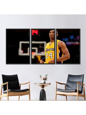 Kayra Export 3 Parçalı Siyah Çerçeveli Kanvas Tablo Los Angeles Lakers Kanvas Kobe 3 Boyutlu Kanvas