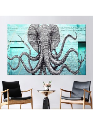 Kayra Export 1 Parça Kanvas Tablo Gerçeküstücülük Duvar Dekoru Çağdaş Sanat Ahtapot Grafiti Sanat