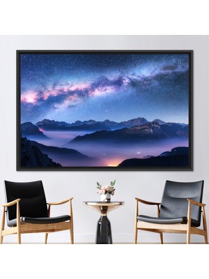 Kayra Export 1 Parça Siyah Çerçeveli Kanvas Tablo Gökyüzü Kanvas Poster Gece Kanvas Poster Uzay Duvar Süsü