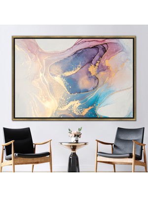 Kayra Export 1 Parça Gold Çerçeveli Kanvas Tablo Soyut Hediye Kanvas Modern Mermer Baskılı