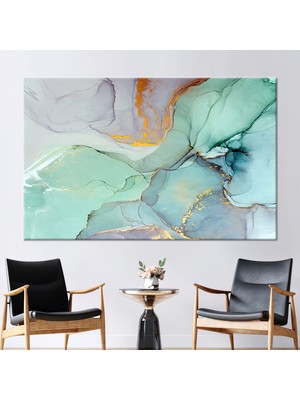 Kayra Export 1 Parça Kanvas Tablo Altın Sanat Eseri Alkol Mürekkebi Duvar Dekoru Modern Mermer Kanvas